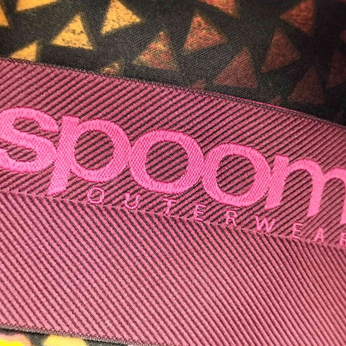 スプーム SPOOM 裏地花柄 ダブルジップ ダウンフーディコート レディース 38