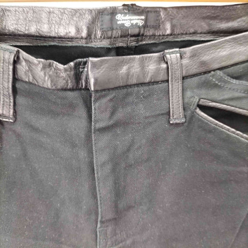 アンダーカバーイズム UNDERCOVERISM 14AW COLD BLOOD期 レザー切替スキニーデニム Leather trimmed skiny damaged pants メンズ JPN:3
