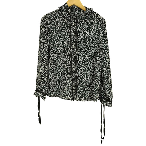 ザラ ZARA リボンタイ付き 総柄ブラウス レディース import:S