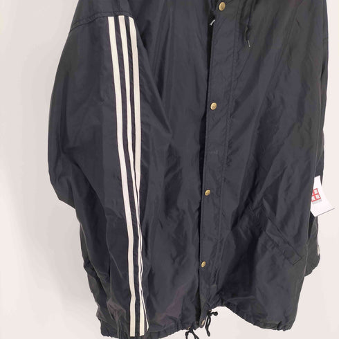 アディダス adidas 90S 万国旗タグ ロゴ ボタン サイドライン フーデッド ロング ナイロン ジャケット メンズ import:XL