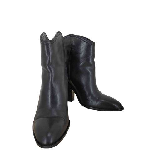 ザラ ZARA black Leather Ankle Boots レディース JPN:36