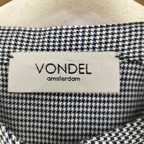 フォンデル VONDEL 千鳥格子 マオカラーブラウス レディース