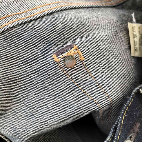 エフオービーファクトリー FOB FACTORY 赤耳 セルビッチ 隠しリベット Vステッチ ヒゲ ボタンフライデニムパンツ メンズ 32