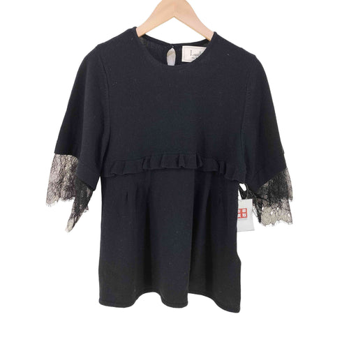 Laula ウールカシミヤ 袖レース フリル二ット レディース FREE