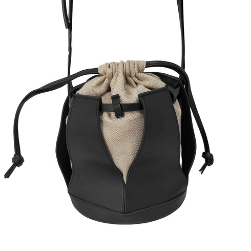 ザディレッタント the dilettante レザー切替巾着バッグ ヘリンボーン 2way ドレステリアショルダーバッグ レディース