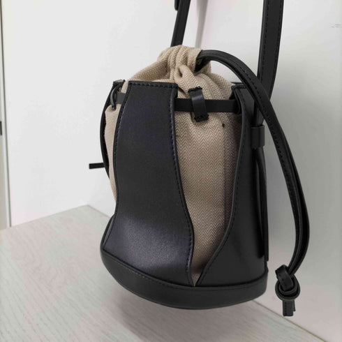 ザディレッタント the dilettante レザー切替巾着バッグ ヘリンボーン 2way ドレステリアショルダーバッグ レディース