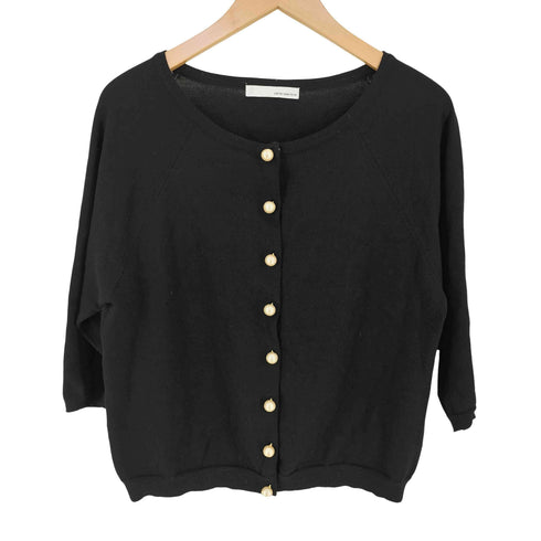 petite robe noire シルク混 ペーパーパールボタンカーディガン レディース