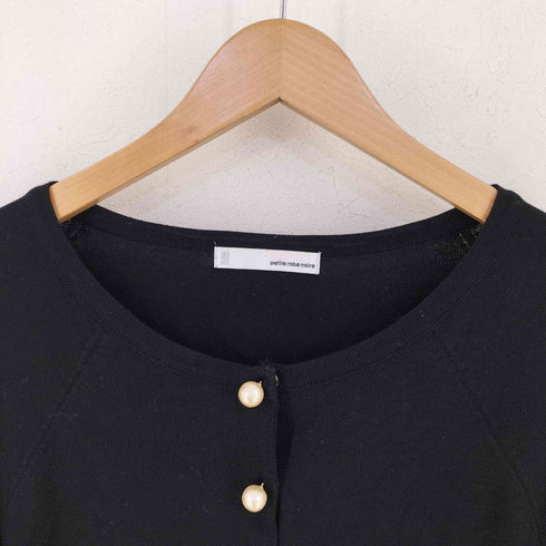 petite robe noire シルク混 ペーパーパールボタンカーディガン レディース