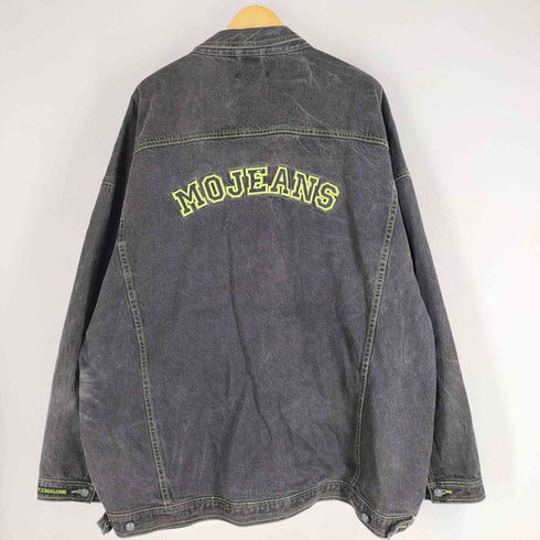 MOJEANS オーバーサイズブラックデニムジャケット ステッチデザイン B系 マルチポケット メンズ 6XL
