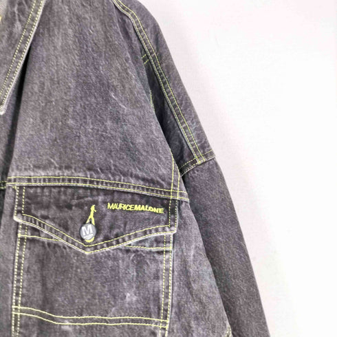 MOJEANS オーバーサイズブラックデニムジャケット ステッチデザイン B系 マルチポケット メンズ 6XL