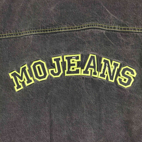 MOJEANS オーバーサイズブラックデニムジャケット ステッチデザイン B系 マルチポケット メンズ 6XL