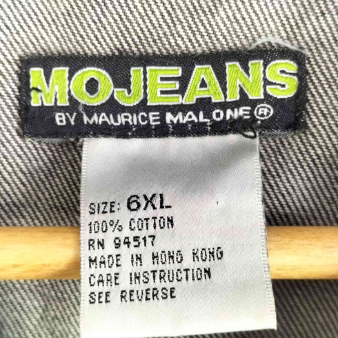 MOJEANS オーバーサイズブラックデニムジャケット ステッチデザイン B系 マルチポケット メンズ 6XL