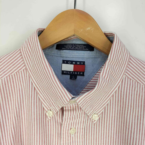 トミーヒルフィガー TOMMY HILFIGER ロゴ刺繍 ストライプ コットン ボタンダウンシャツ メンズ import:L