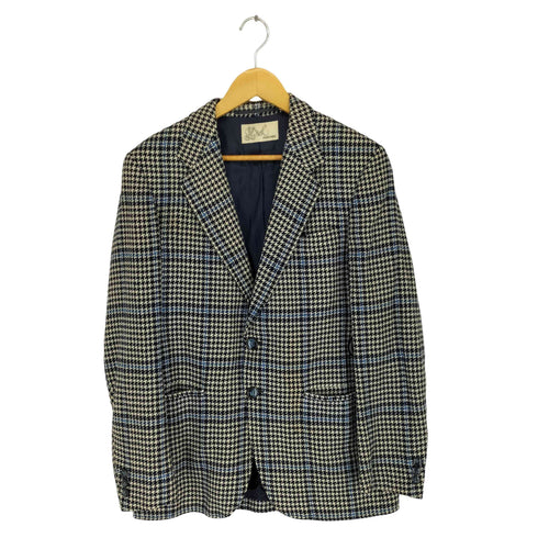 ユーロ 千鳥格子柄ウールテーラードジャケット PURE CASHMERE メンズ