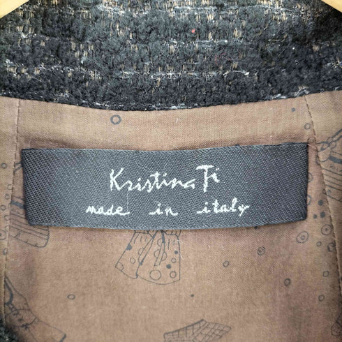 KRISTINA TI イタリア製 ラメツイード ファーフードコート レディース 38