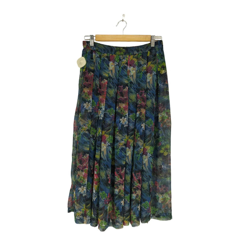 BLACKY DRESS ボタニカル柄シアープリーツスカート レディース 38