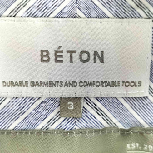 アトリエベトン ATELIER BETON ノーカラーストライププルオーバーシャツ メンズ JPN:3