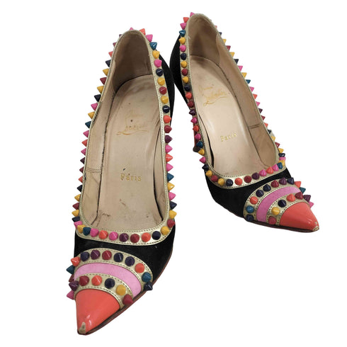 クリスチャンルブタン CHRISTIAN LOUBOUTIN MALABAR マルチカラースタッズヒールパンプス レディース JPN:36