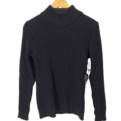 Garanteret ren uld S.N.S HERNING ウール100% 畦編みモックネックセーター メンズ JPN:S