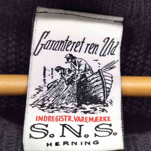 Garanteret ren uld S.N.S HERNING ウール100% 畦編みモックネックセーター メンズ JPN:S