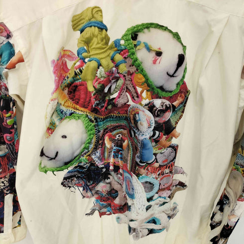 コムデギャルソンオムプリュス COMME des GARCONS HOMME PLUS Artwork by Mona Luison 18SS AD2017 アートプリントノーカラーロングシャツ メンズ JPN:M