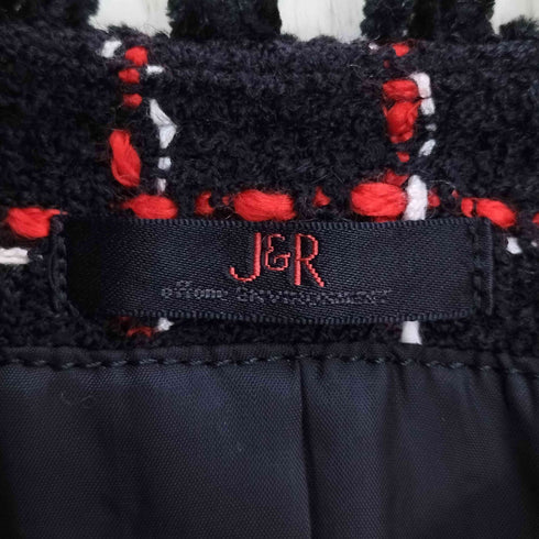 ジェイアール J&R チェック ツイード ノーカラージャケット スカート セットアップ レディース 36