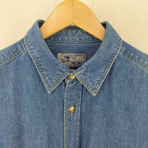 ケンゾージーンズ KENZO JEANS 北斎タグ バック刺繍 デニムシャツ メンズ FREE