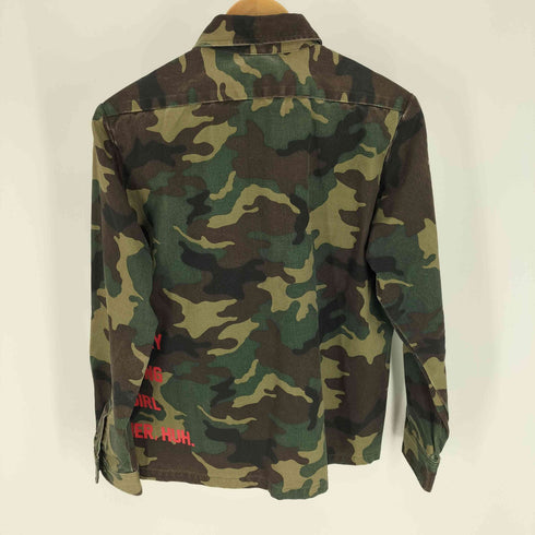 サニーサイダー SUNNY SIDER DON'T WORRY BOUT THANG BABY GIRL I'M A SOLDIER HUH プリント カモ 迷彩柄 ミリタリーシャツ メンズ import:S