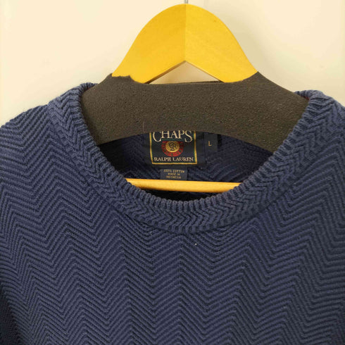 チャップスラルフローレン CHAPS RALPH LAUREN 80S ワンポイントロゴ刺繍 クルーネックコットンニット メンズ import:L