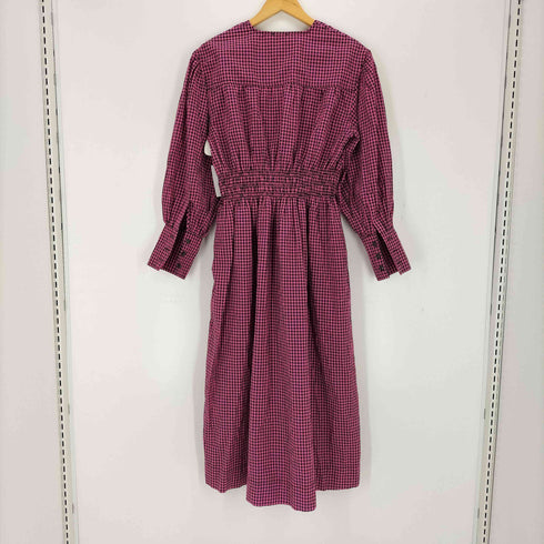 ガニー Ganni Seersucker Check V-neck Gathered Midi Dress レディース JPN:34