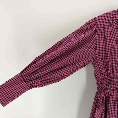 ガニー Ganni Seersucker Check V-neck Gathered Midi Dress レディース JPN:34