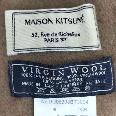 メゾンキツネ MAISON KITSUNE ヴァージンウール ロゴ ワンポイント マフラー レディース
