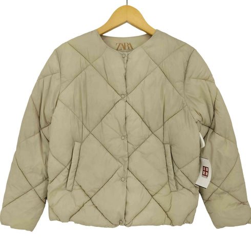 ザラ ZARA オーバーサイズ ノーカラー キルティング 中綿ジャケット レディース 36