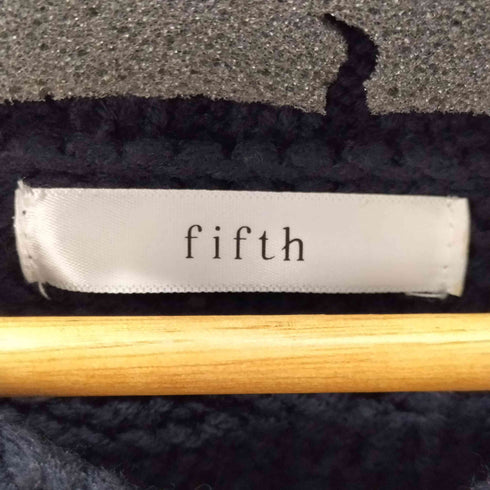 フィフス FIFTH ケーブル編みVネックフリンジクロップドアクリルニット レディース