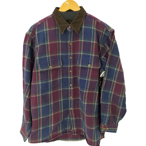 チャップスラルフローレン CHAPS RALPH LAUREN 80S 襟コーデュロイ チェックネルシャツ メンズ import:L