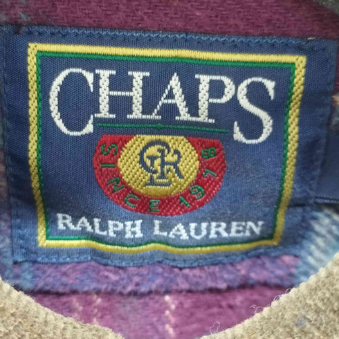 チャップスラルフローレン CHAPS RALPH LAUREN 80S 襟コーデュロイ チェックネルシャツ メンズ import:L