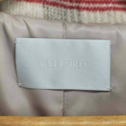 セルフォード CELFORD Aラインスタンドカラーチェックコート レディース JPN:36
