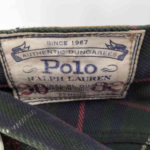 ポロバイラルフローレン Polo by RALPH LAUREN ボタンフライチェックテーパードパンツ メンズ 28x32