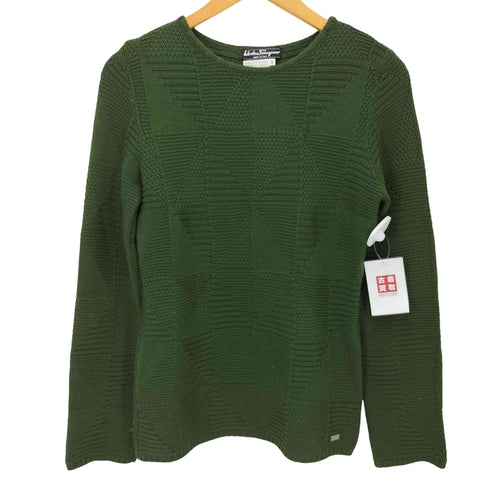 サルヴァトーレフェラガモ Salvatore Ferragamo 80〜90s イタリア製クルーネックウールニット レディース import:S