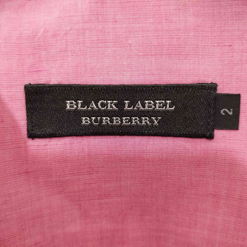 バーバリーブラックレーベル BURBERRY BLACK LABEL ロゴ刺繍 リネン混 ワイドカラーシャツ メンズ JPN:2