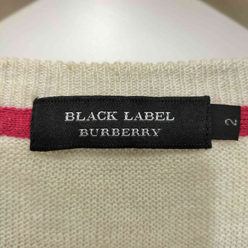 バーバリーブラックレーベル BURBERRY BLACK LABEL ロゴ刺繍 リネン100% 半袖ニットシャツ メンズ 2