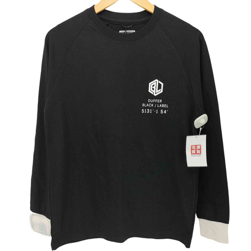 ダファー DUFFER BLACK LABEL 両面プリント 袖切替 クルーネックTシャツ ロンT メンズ import:M