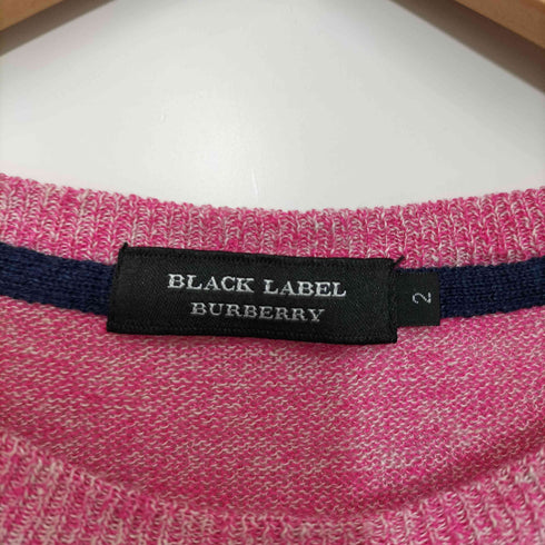 バーバリーブラックレーベル BURBERRY BLACK LABEL ロゴ刺繍 リネン100% 半袖ニットシャツ メンズ JPN:2