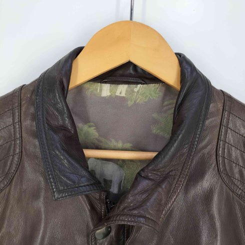 ユナイテッドアローズ UNITED ARROWS 裏地アニマル柄 シープレザー ハーフコート レザー ジャケット メンズ JPN:M