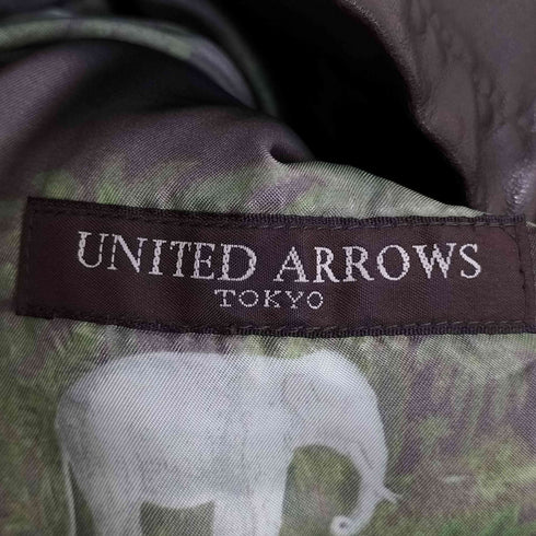 ユナイテッドアローズ UNITED ARROWS 裏地アニマル柄 シープレザー ハーフコート レザー ジャケット メンズ JPN:M