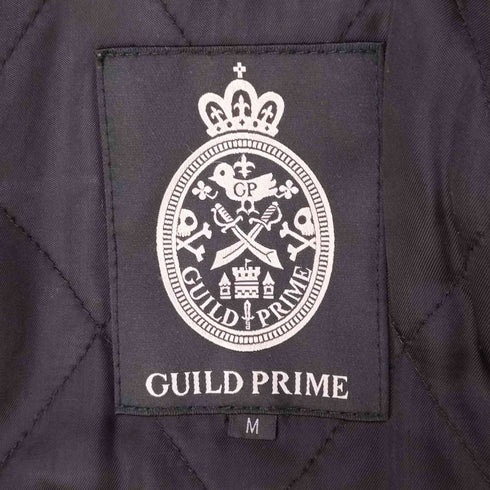 ギルドプライム GUILD PRIME ロゴワッペン 裏地キルティング レザー切替 ダブルジップ スタンドカラー スタジアム ジャンパー スタジャン メンズ JPN:M