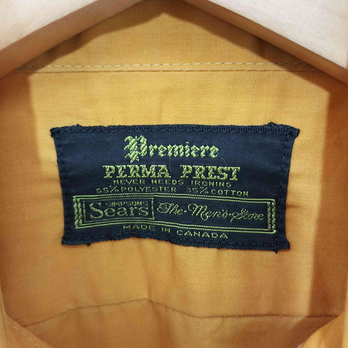 シアーズ Sears 60-70s 黒タグ PERMA PREST コットンポリ 襟芯 ロングポイント ロングスリーブシャツ メンズ