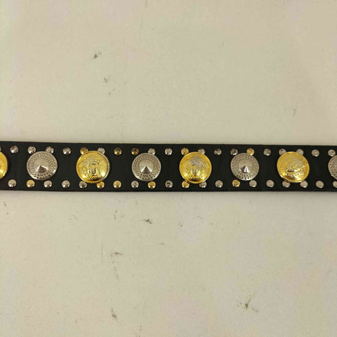 ジャンニヴェルサーチ GIANNI VERSACE MADE IN ITALY メデューサコインボタン スタッズデザインレザーベルト メンズ 80/32