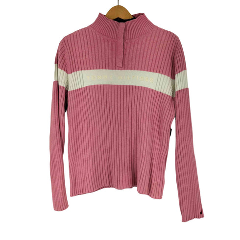 トミーヒルフィガー TOMMY HILFIGER ハイネック ハーフスナップ ニット レディース JPN:XL