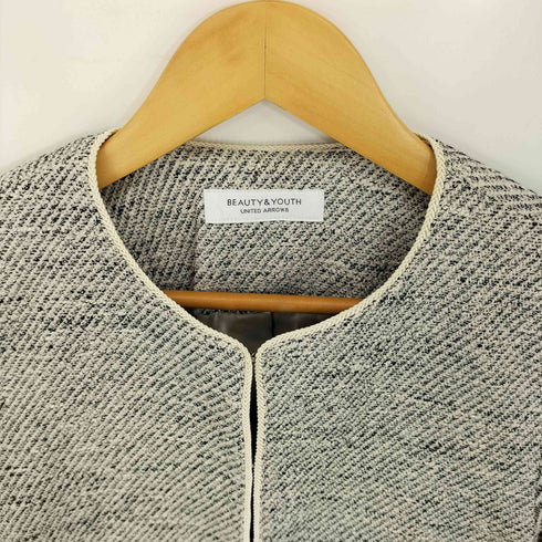 ビューティーアンドユースユナイテッドアローズ BEAUTY & YOUTH UNITED ARROWS 22AW ミックスツイード ツイル 9分袖 ノーカラージャケット レディース JPN:M